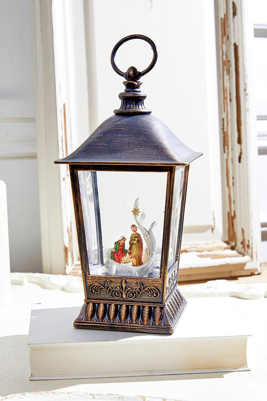 10" Nativity Lantern Water Globe