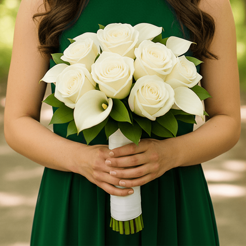 Ivory Roses White Calla Lilies Bridesmaids Bouquets 6 Sets Fresh Flowers 26 Stems Each