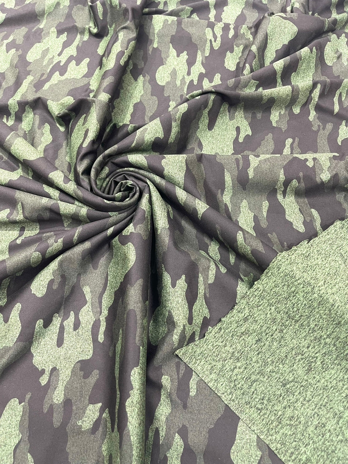 Camouflage Polyester Spandex Fabric - Heather Camouflage Print, Reversible, 58" Width (1 Yard)