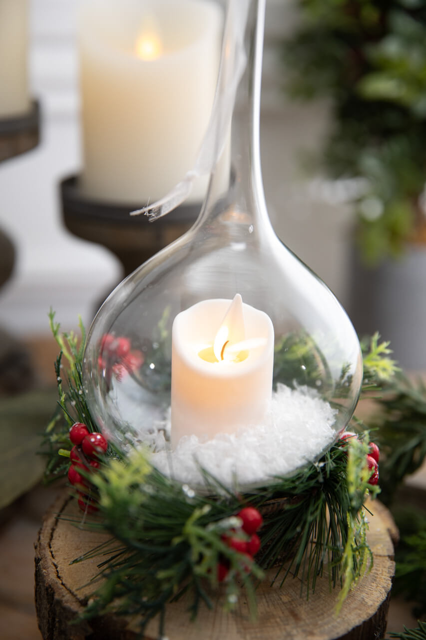 10” Clear Ivory Candle Lamp Ornament