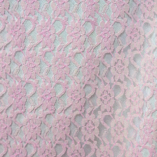 Candy Pink Raschel Lace Polyester Fabric - French Floral, 60" Width