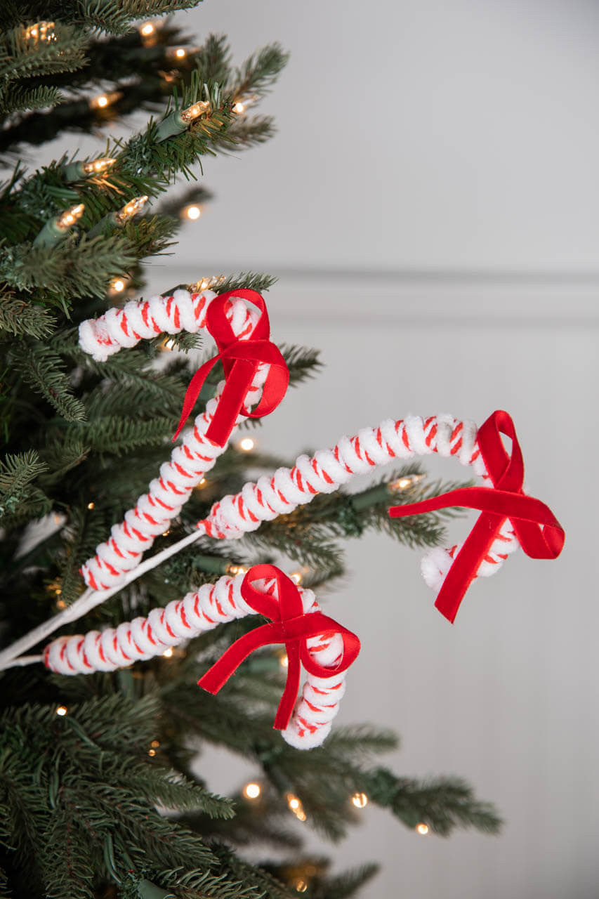 Candy Cane Spray with Bow 24 Inch Christmas Tree Decoration