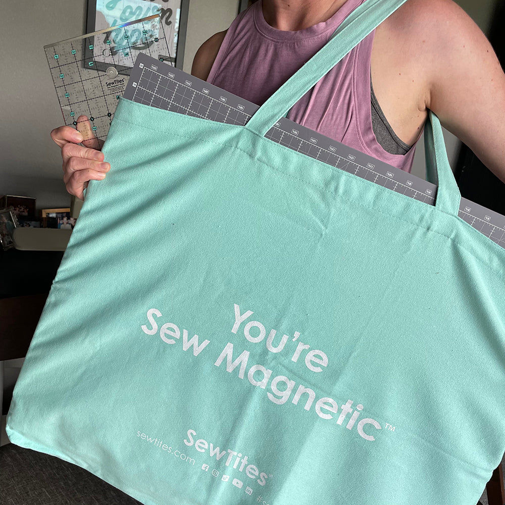 You're Sew Magnetic Cotton Canvas Fabric - Tote Bag, 27 X 23", 12 1/2" Handle, Pocket With Velcro Closure (1 Unit)