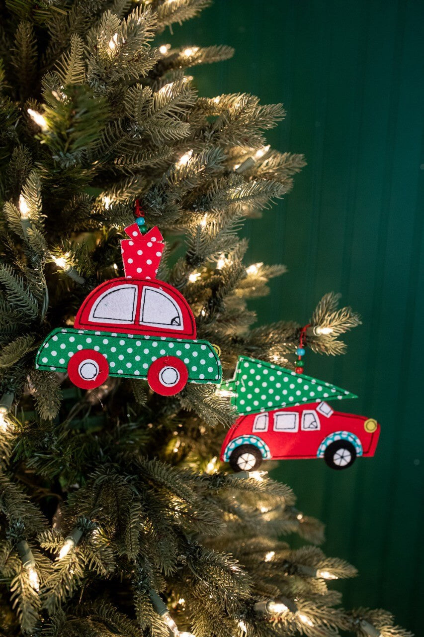 4.5 Inch Felt Car Christmas Ornament Decorative Holiday Accent