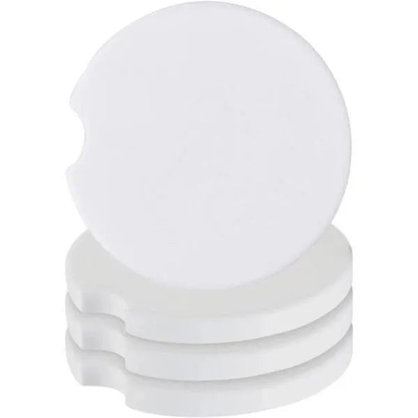Car Coaster Ceramic - White Glossy (12 Coasters)