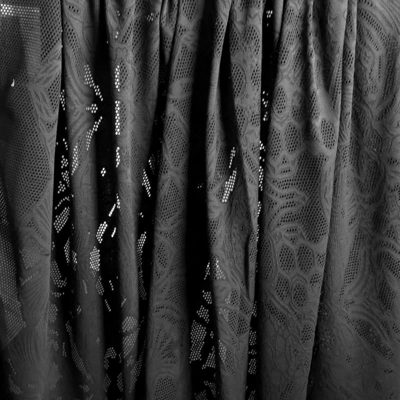 Poly Lycra Mesh Fabric Carbon Black Floral