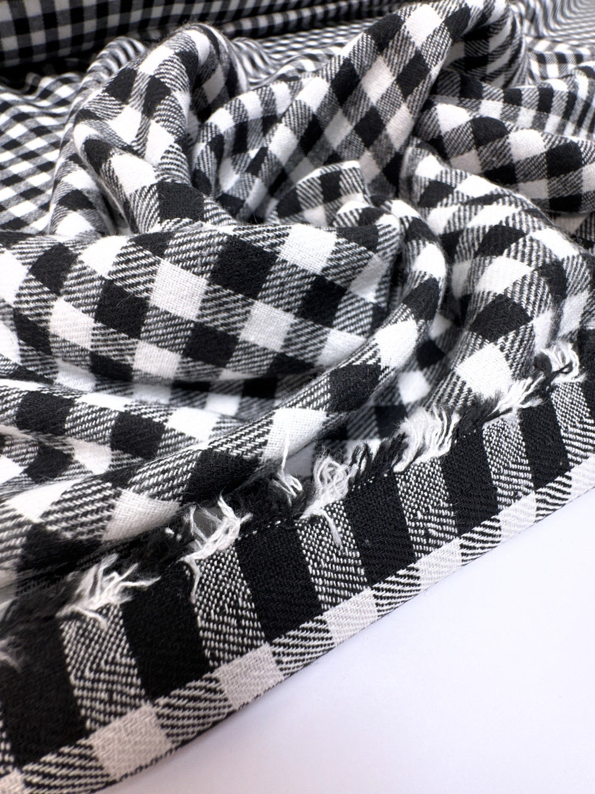 Cotton Flannel Checked Black White