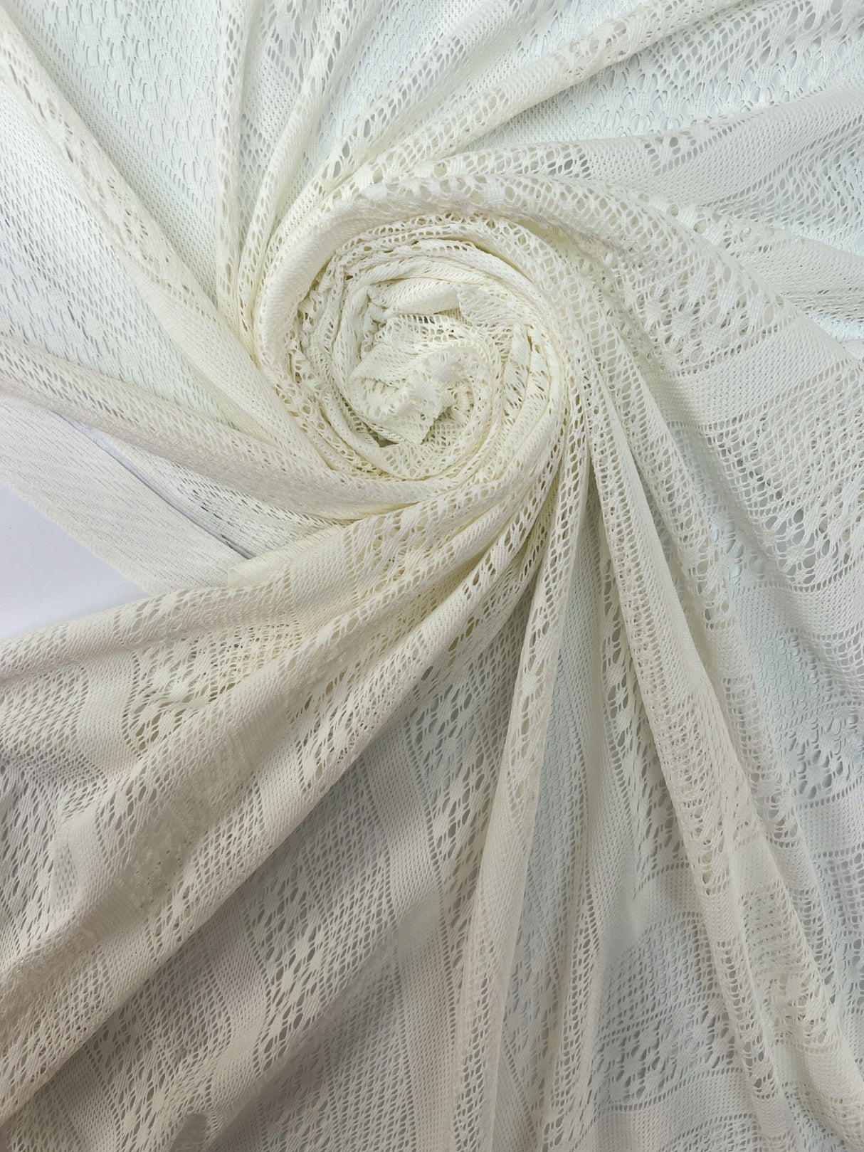 Polyamide Knitted Abstract White Fabric