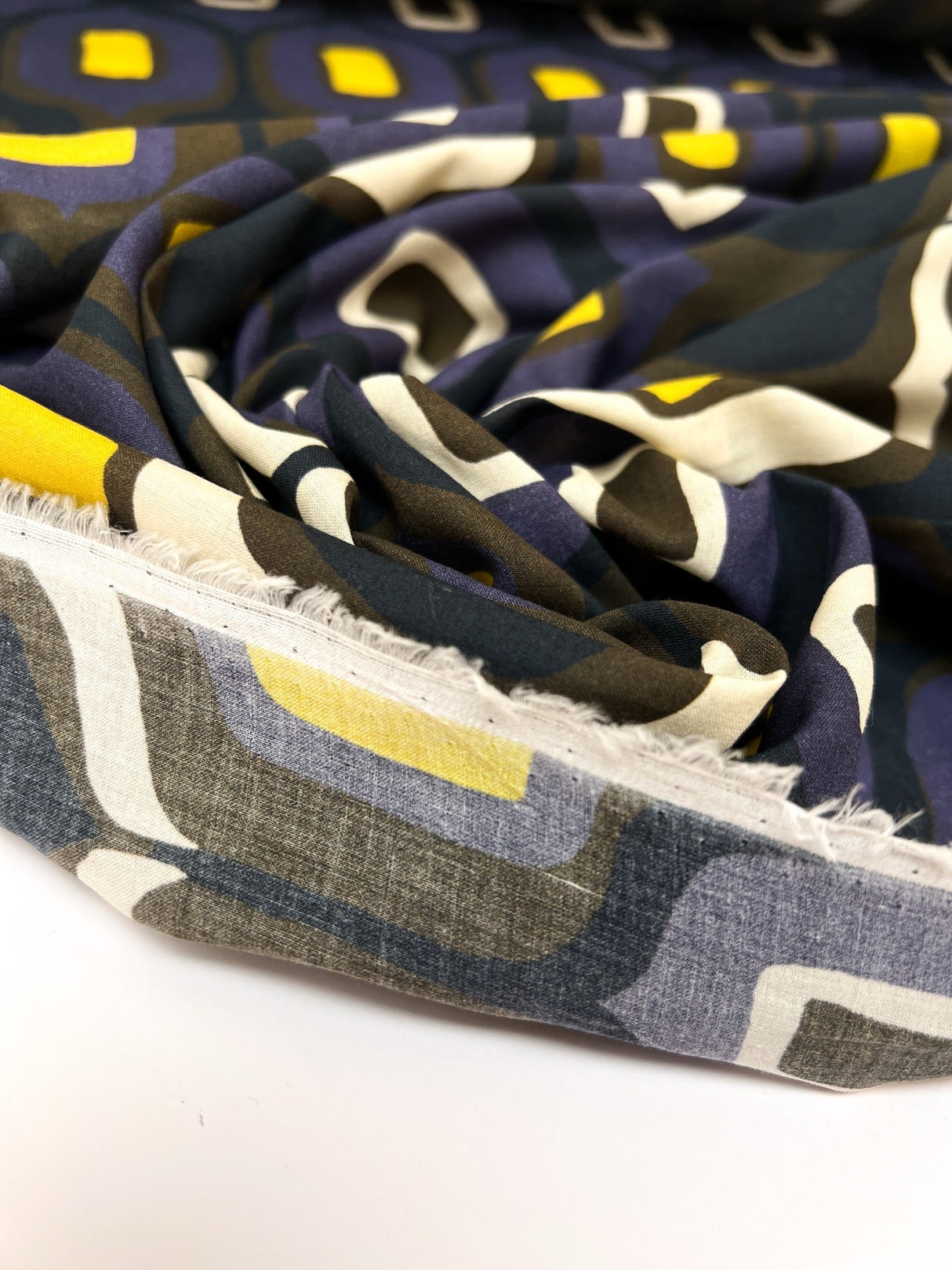 Cotton Batiste Printed Blue Geometric