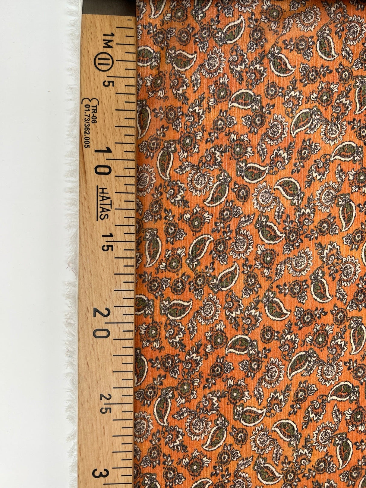 Polyester Chiffon Paisley Print Beige-Orange