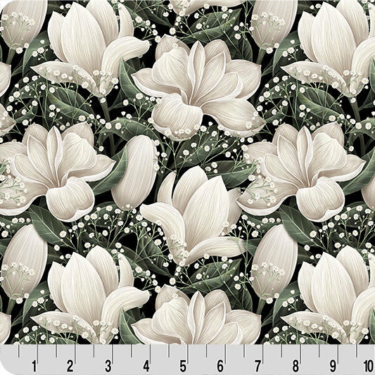 Minky Fabric Cloud Cuddle Natural Magnolias 58/60