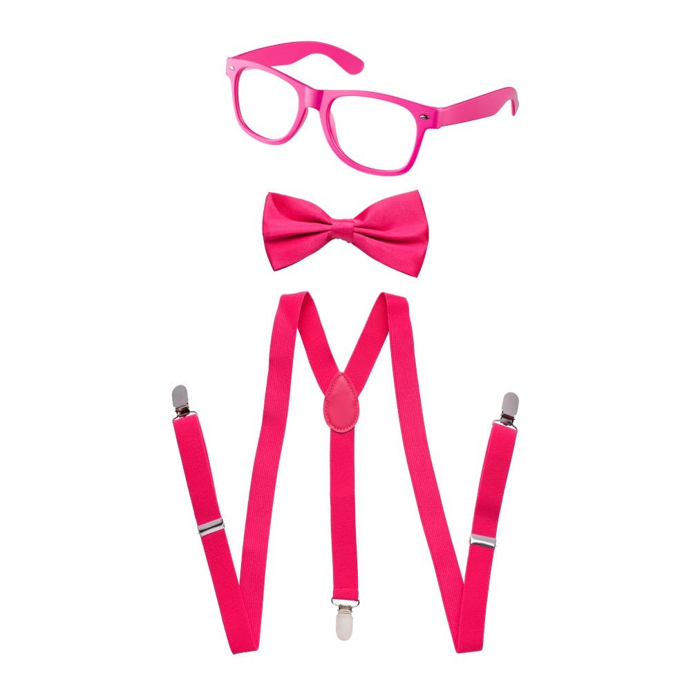 Neon Suspender, Bowtie Accessory Set - Adults