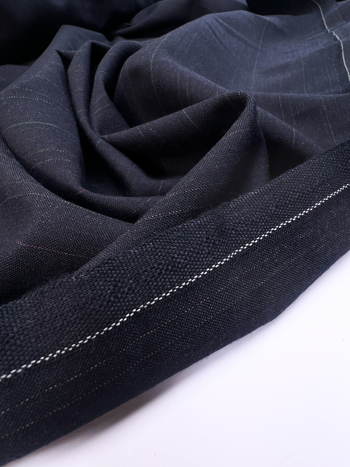 Wool Blend Woven Striped Blue Suiting