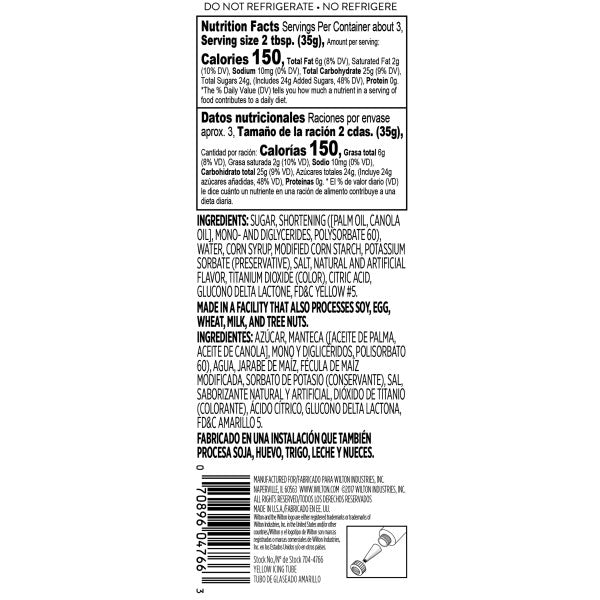 Wilton Lemon Yellow Ready-to-Use Decorating Icing Tube – 4.25 oz.