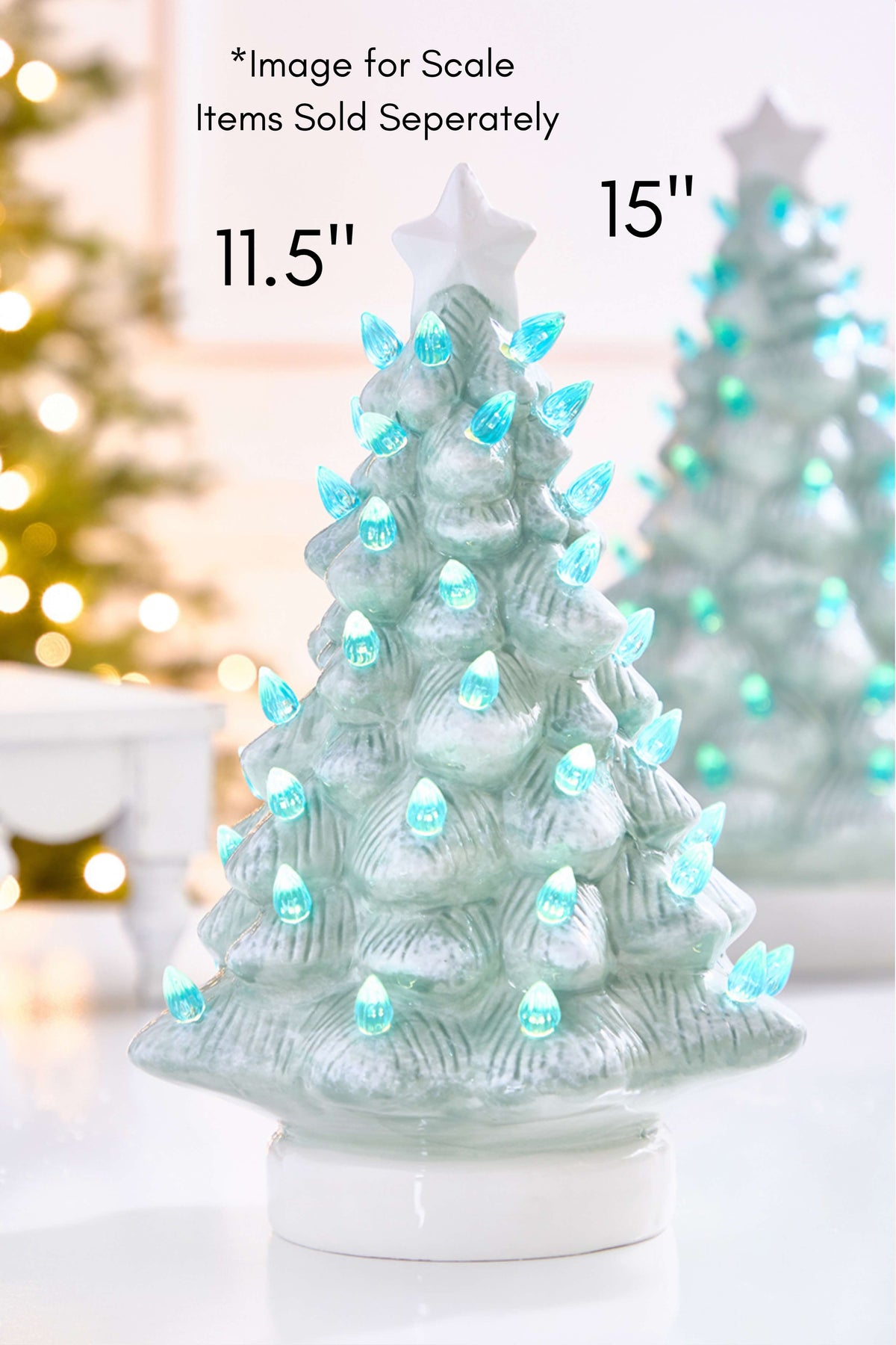 11.5" Light Blue Ceramic LED Tree