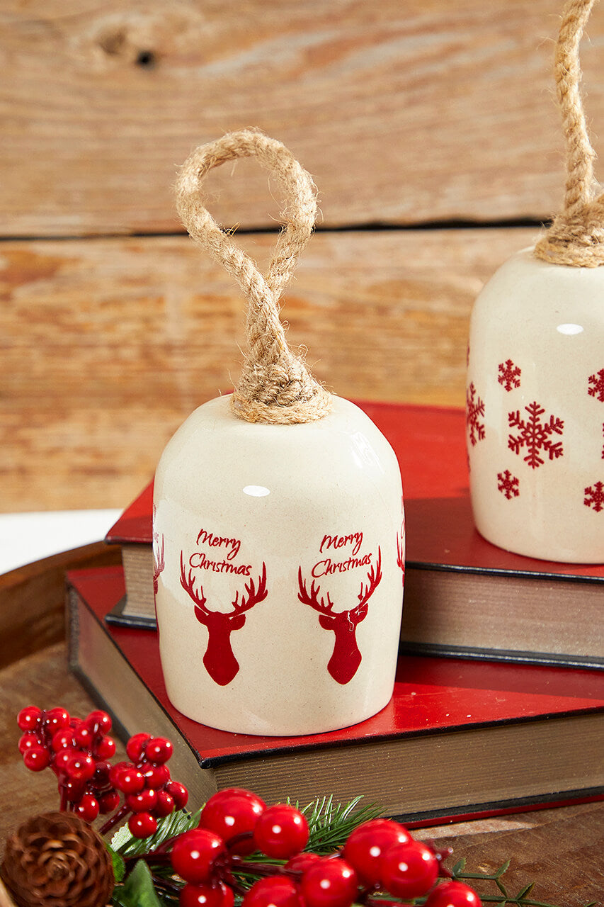 8" Holiday Bell Ceramic Ornament