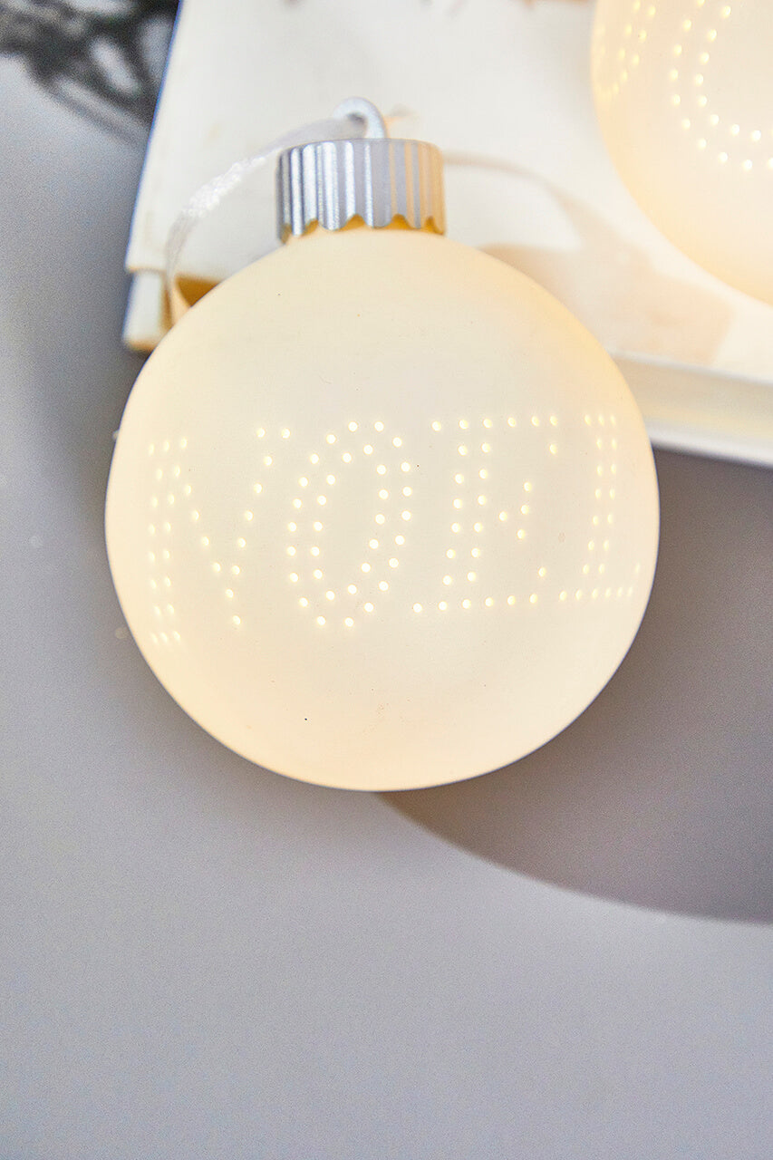 3" Lighted Text Ceramic Ornament