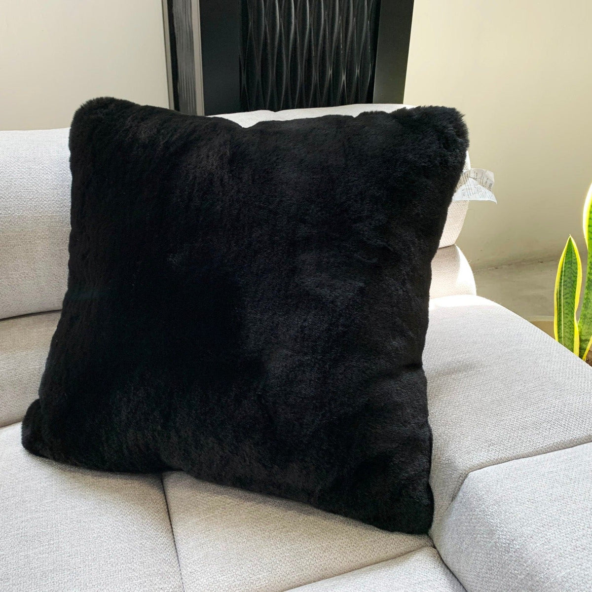 Soft Cozy Fuzzy Faux Fur Mosaic Floral Print Pillow for Elegant Home Décor