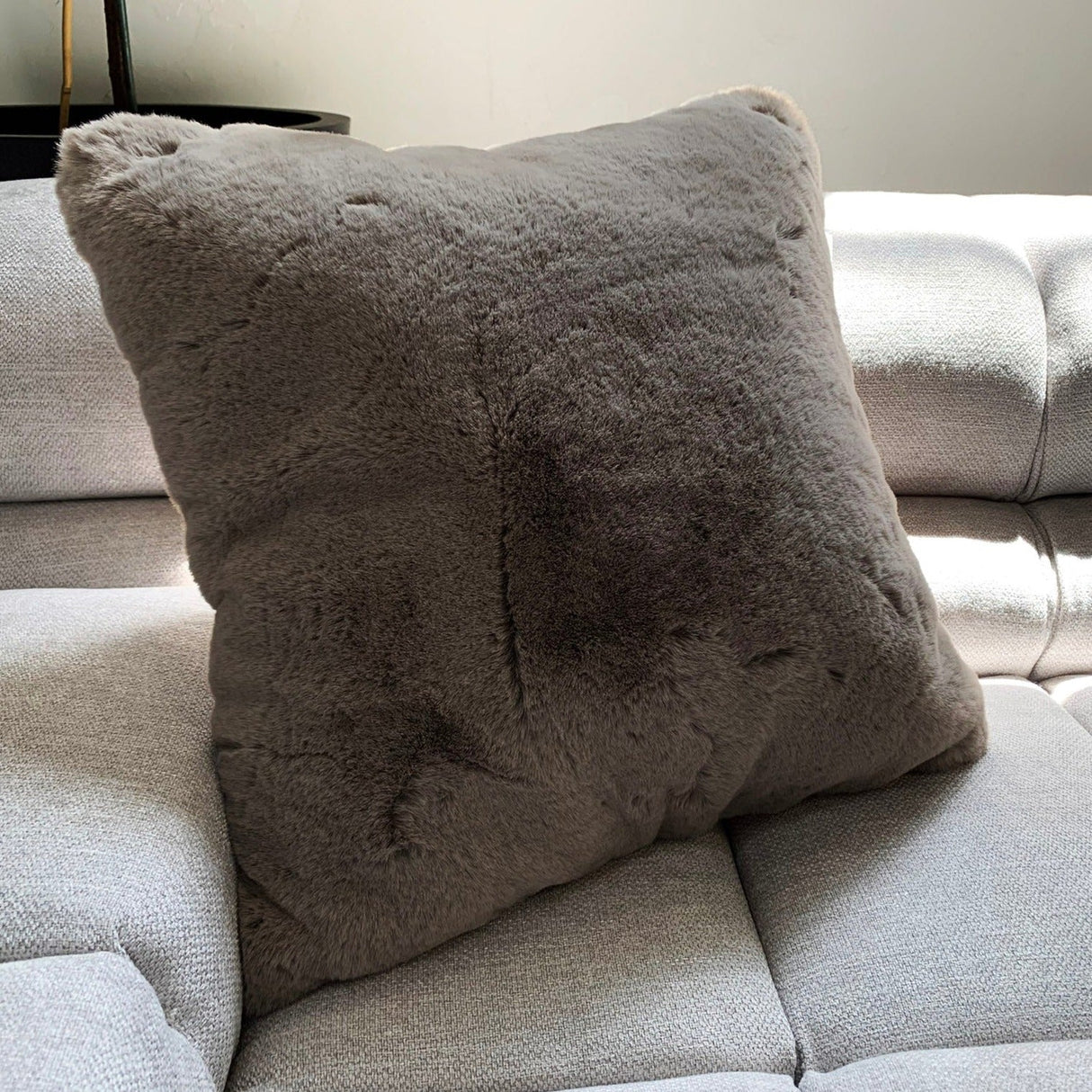 Soft Cozy Fuzzy Faux Fur Pillow - Faux Fur Fabric, Solid, 20" X 20", Black, Charcoal Gray, Offwhite, Silver, Mocha, Rose, Navy, Honey Gold, Teal Blue (1 Piece)