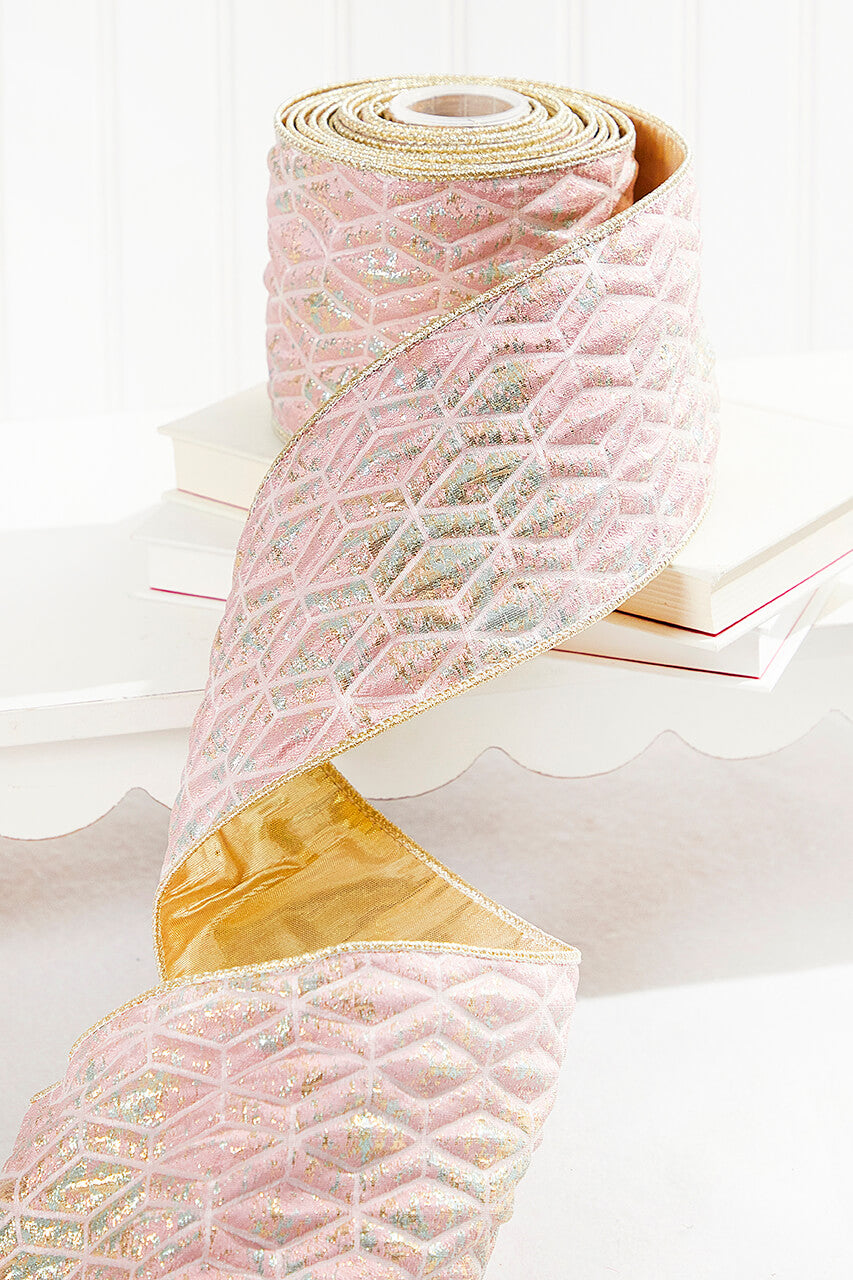 4" x 5 Yard Pink Chadwick Dupioni Back Ribbon