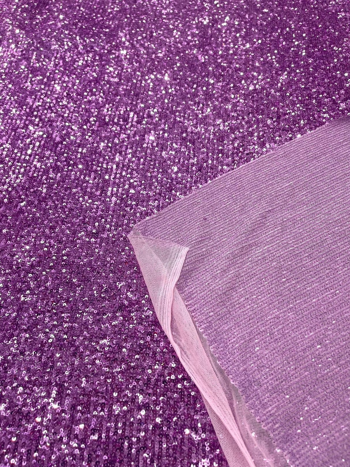 Chain Sequin 4 Way Stretch Mesh Fabric - Purple, Light Blue, 54" Width (1 Yard)