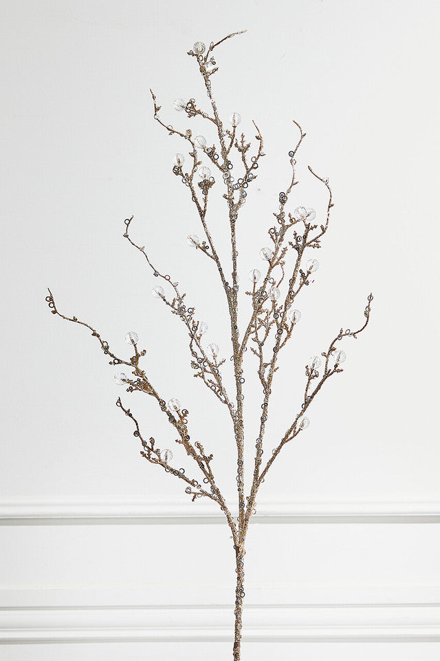 Champagne Jeweled Bead Branch Spray 42 Inch Christmas Decor