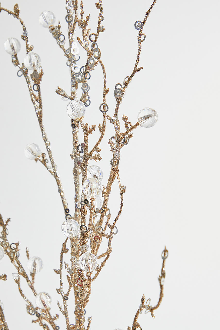 42” Champagne Jeweled Bead Branch Christmas Spray