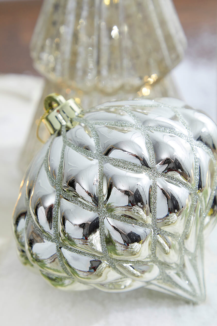 6” Shiny Diamond, Champagne Onion Finial Ornament - Box of 2