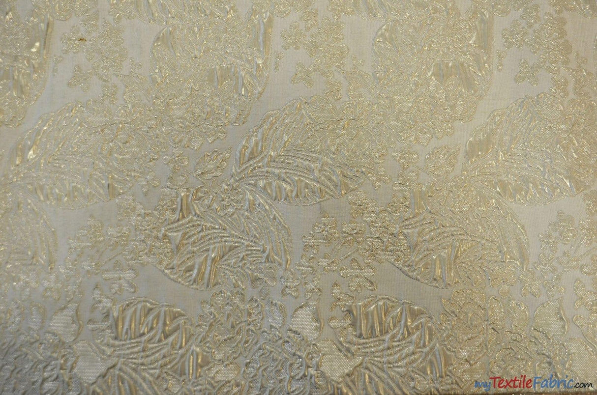 Botanical Bubble Metallic Jacquard Fabric - Metallic Vein Criss Cross Pattern, 54" Width, 4 Colors Available