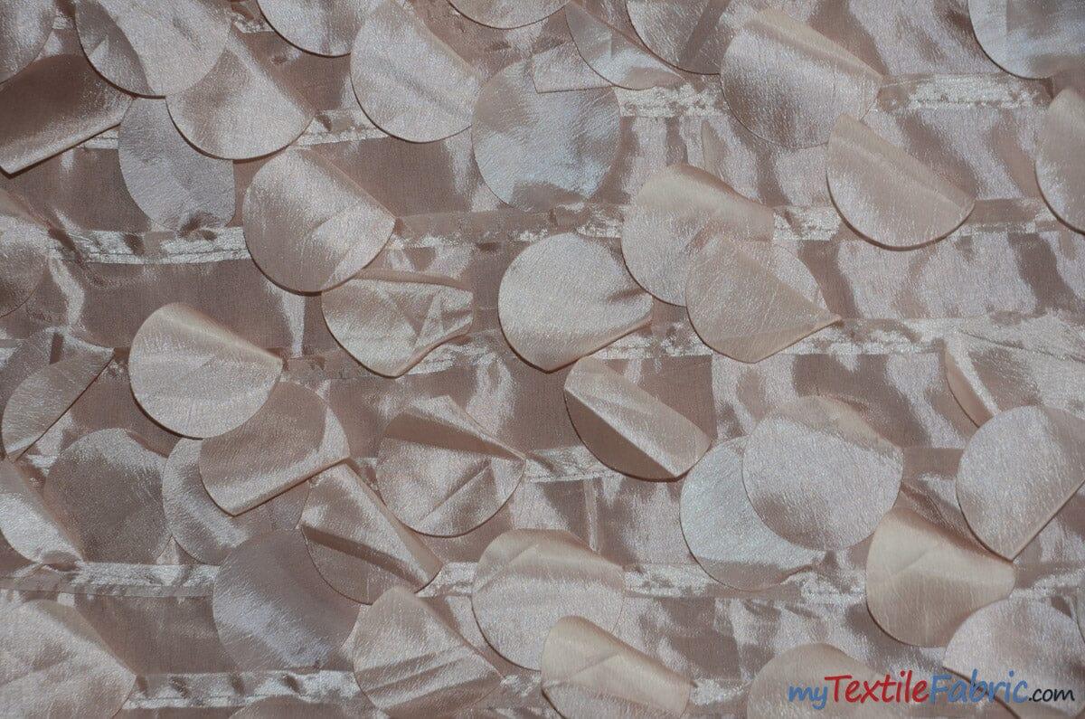 Petal Taffeta Polyester Fabric - Round Petal Texture, 57" Width, Multiple Colors (1 Yard)