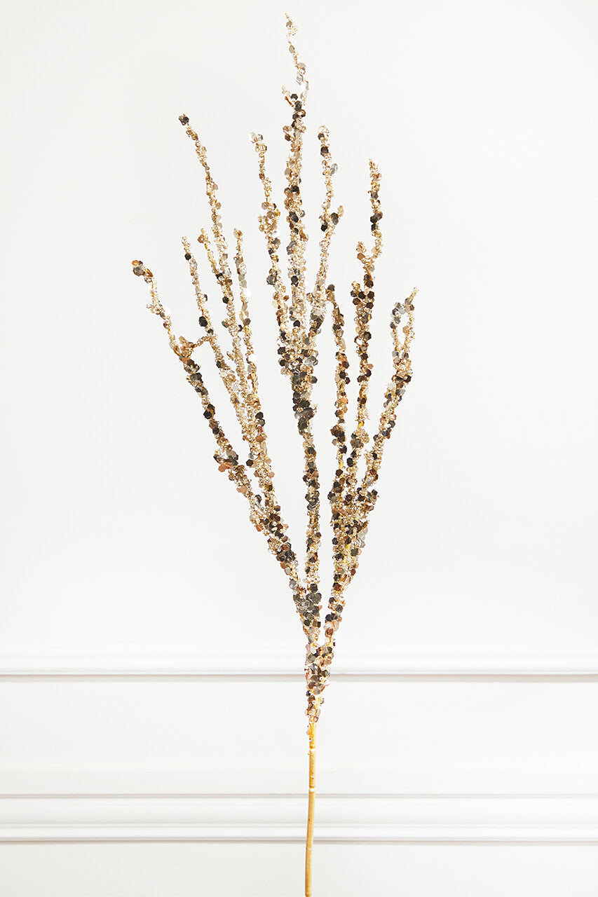 40" Champagne Laser Glitter Twig Spray