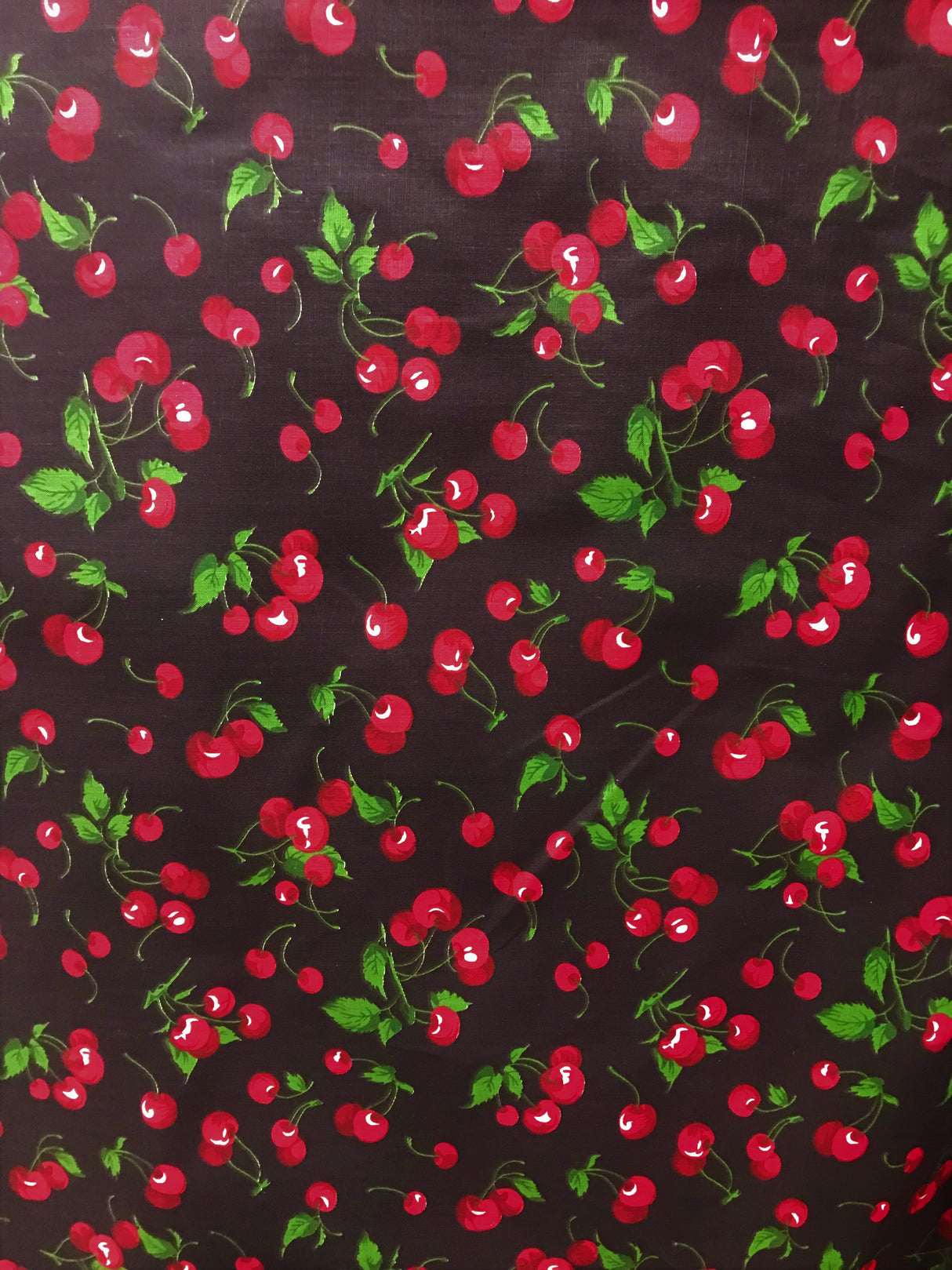 Black Cherries Poly Cotton Fabric - Black Cherries Print, 59/60" Width (1 Yard)