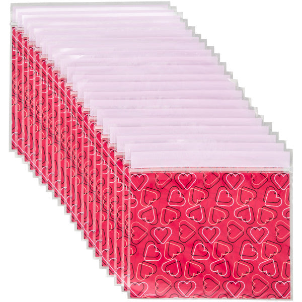 Wilton Red Heart Pattern Valentine's Day Resealable Treat Bags, 20-Count