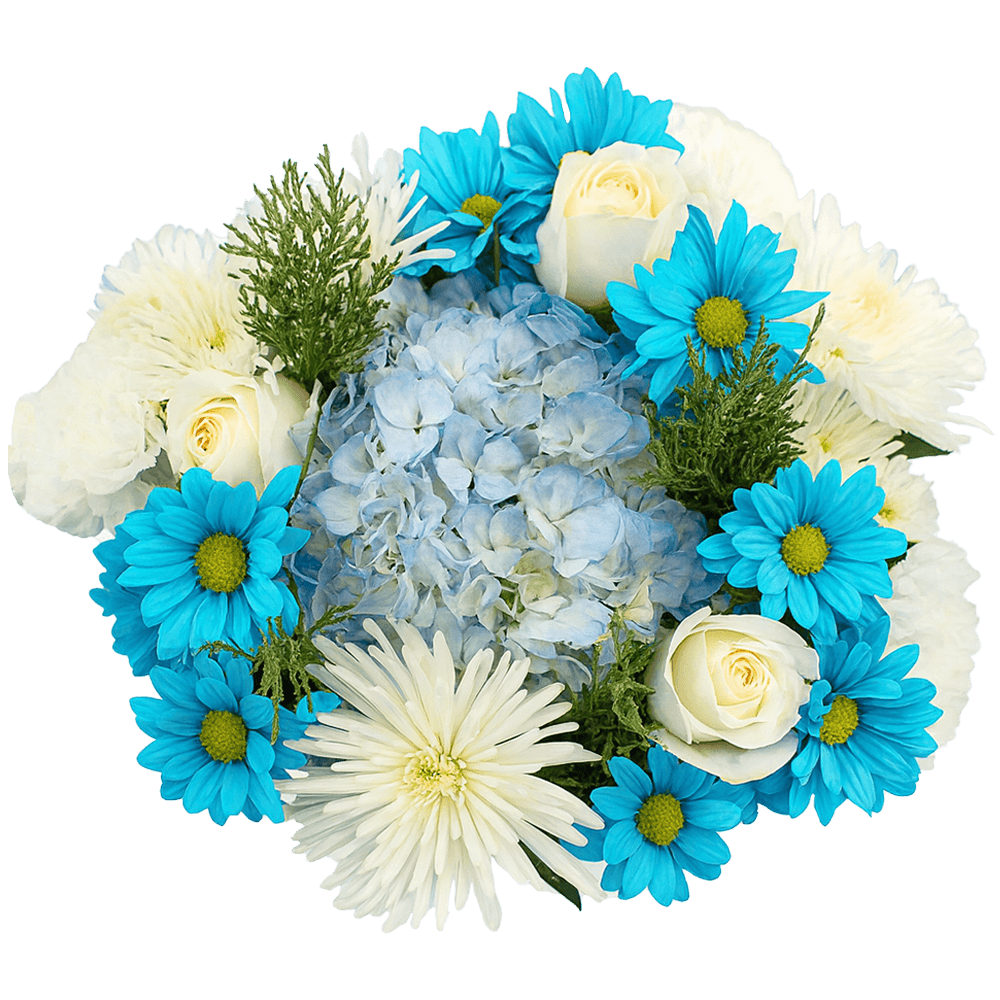 Happy Hanukkah Bouquets Blue White Holiday Flower Arrangement Festive Winter Floral Centerpiece
