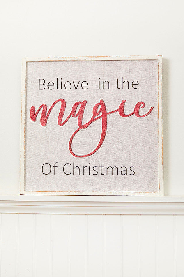 Believe in Christmas Magic Wall Decor 16x16 Holiday Sign