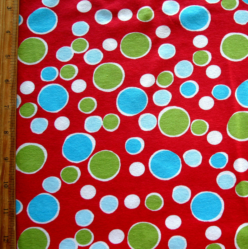 Cotton Lycra Knit Fabric Christmas Bubble Dots