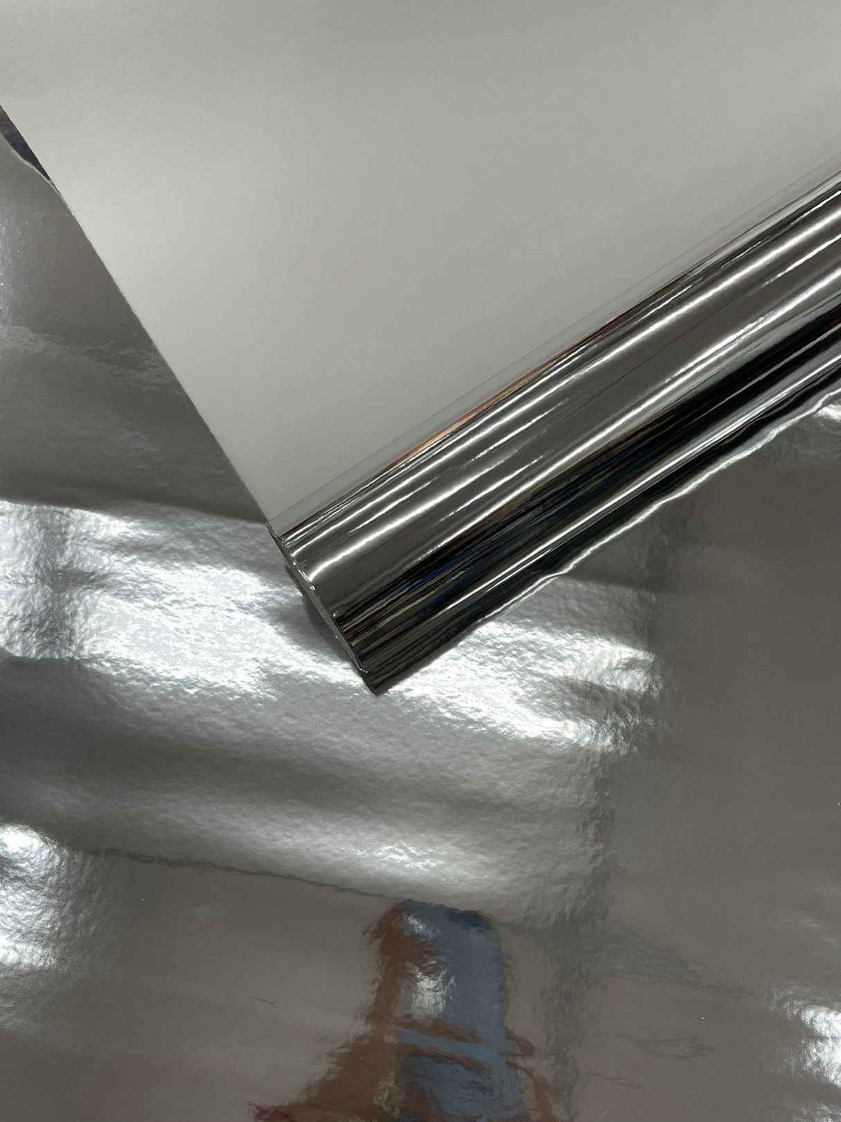 Chrome Mirror Reflective Vinyl Fabric - Mirror Reflective Finish, 54" Width (1 Yard)