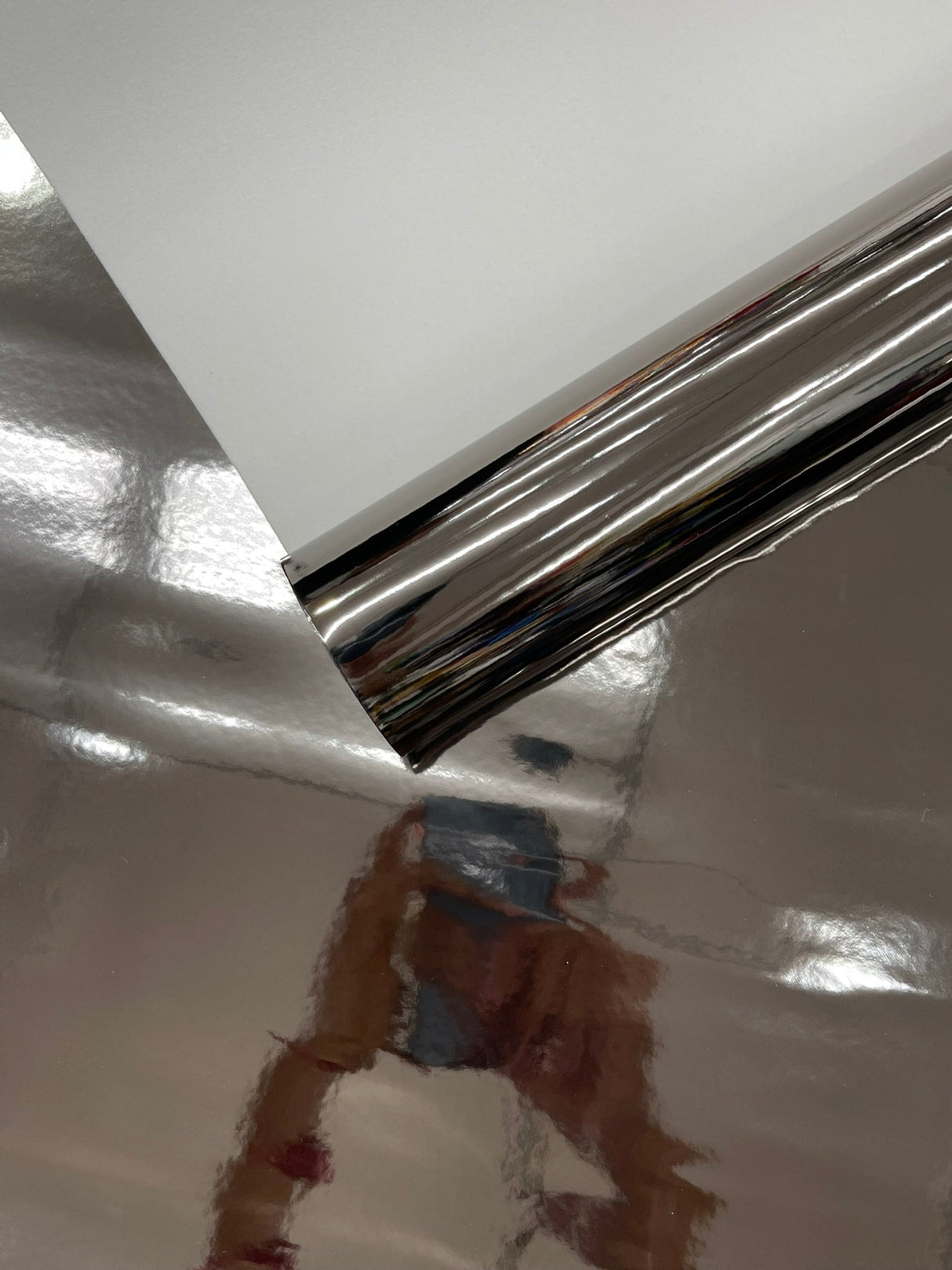 Chrome Mirror Reflective Vinyl Fabric - Mirror Reflective Finish, 54" Width (1 Yard)