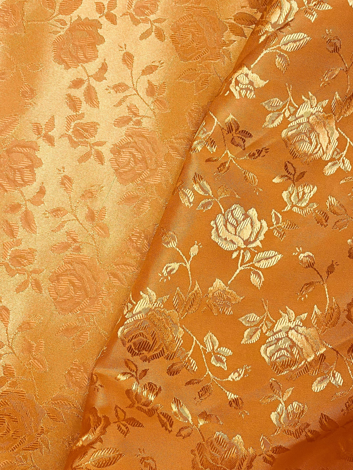 Cinnamon Jacquard Satin Polyester Fabric - Cinnamon Jacquard, Reversible, 58"-60" Width (1 Yard)