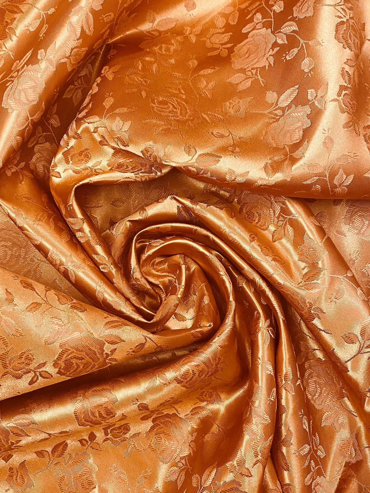 Cinnamon Jacquard Satin Polyester Fabric - Cinnamon Jacquard, Reversible, 58"-60" Width (1 Yard)
