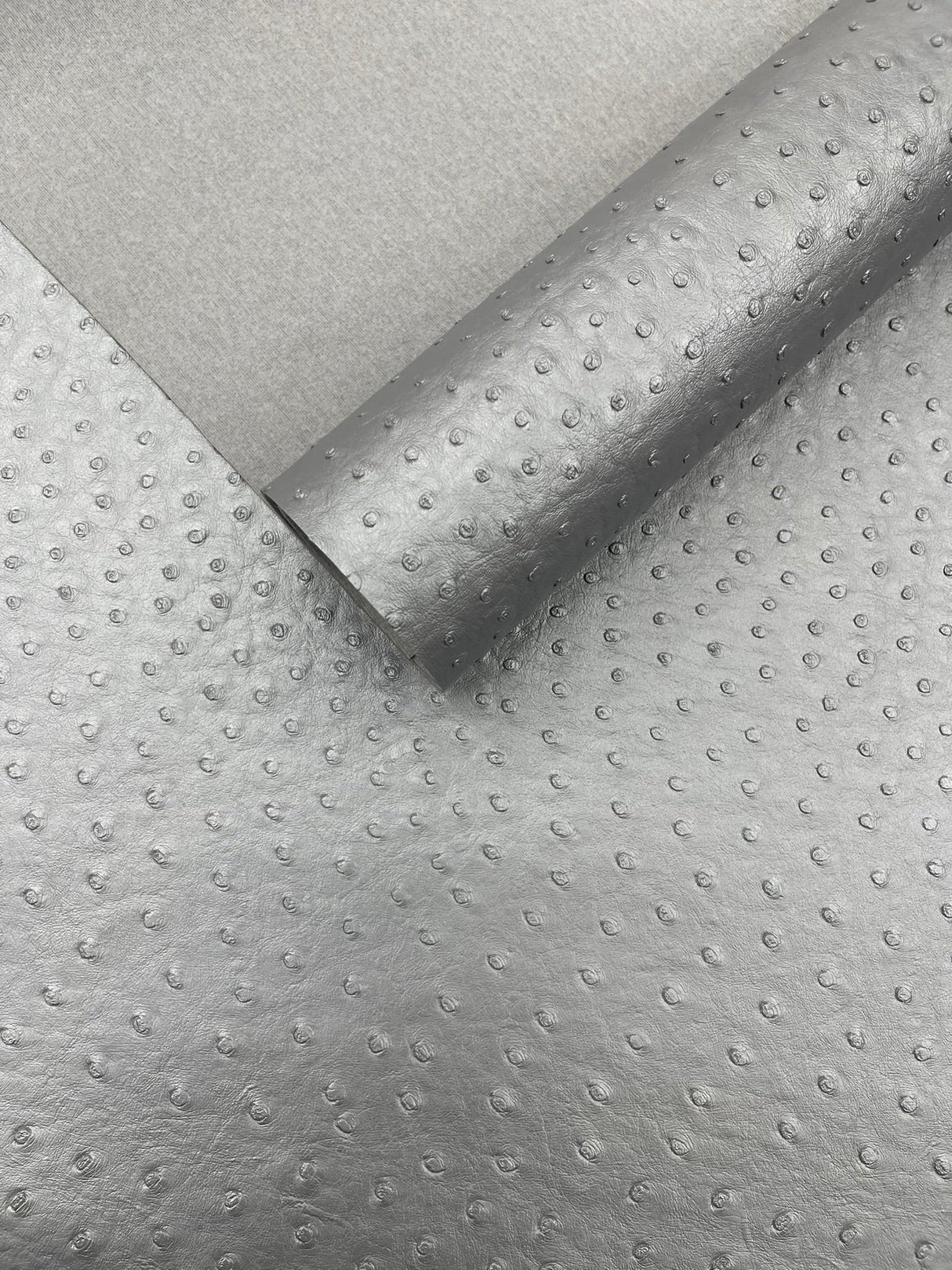 Classic Ostrich Upholstery Vinyl Fabric - Two-Tone Embossed Ostrich Pattern, 54" Width (1 Yard)