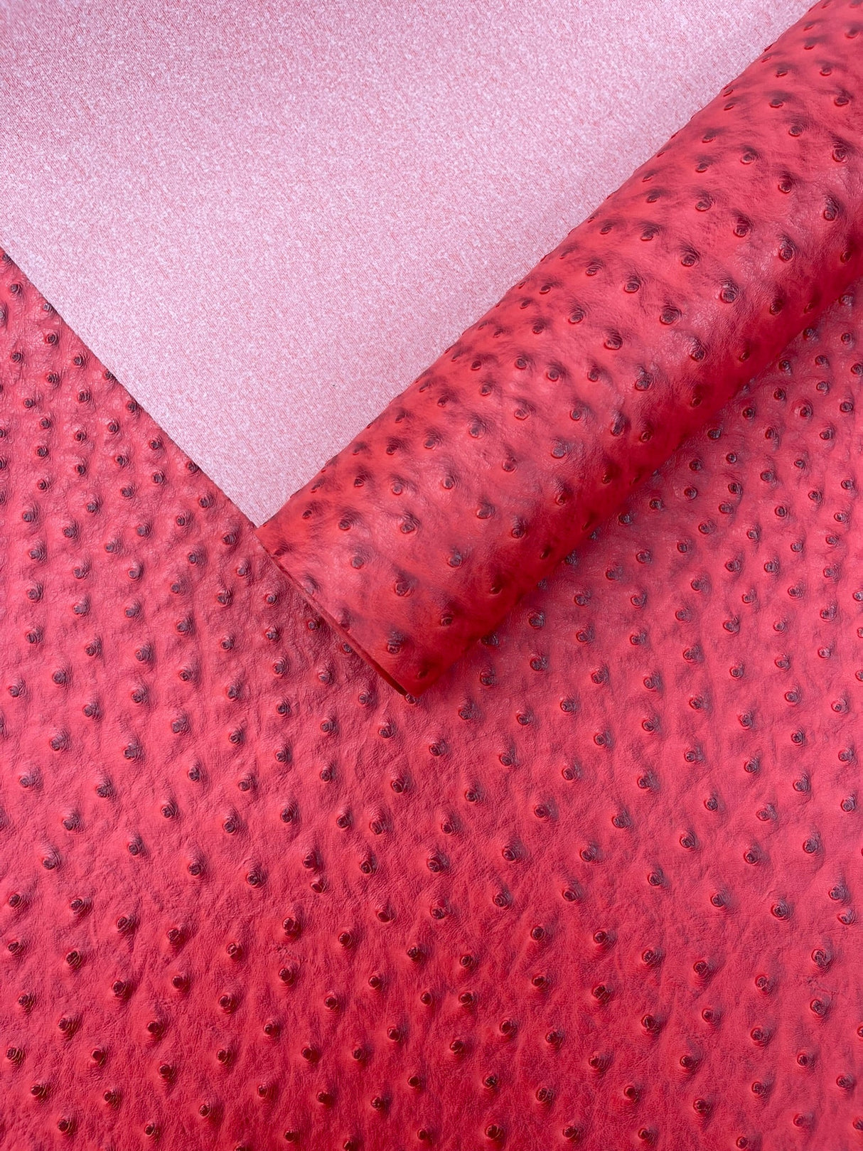 Classic Ostrich Upholstery Vinyl Fabric - Two-Tone Embossed Ostrich Pattern, 54" Width (1 Yard)