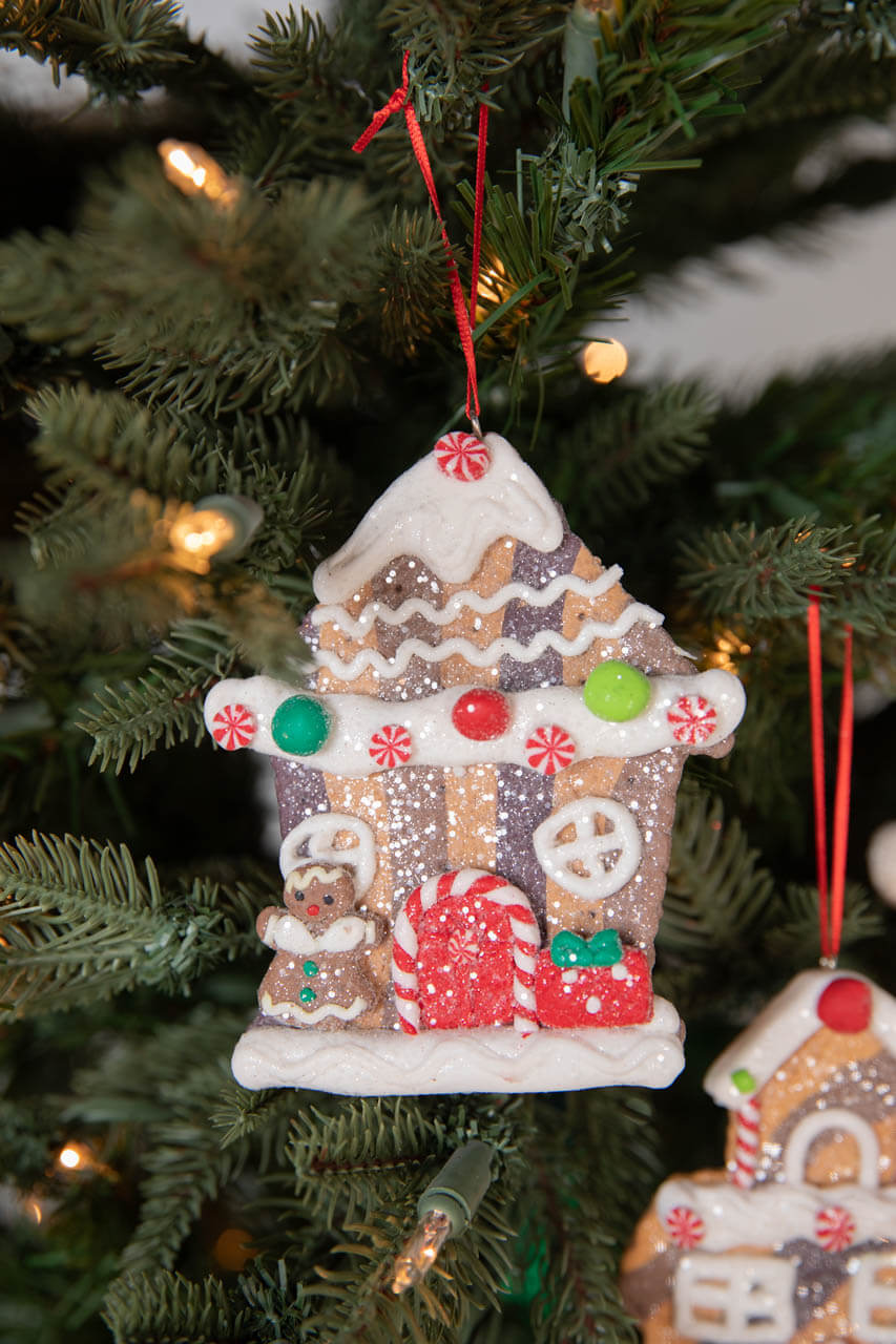 4.5” Clay Dough Holiday Gingerbread House Ornament