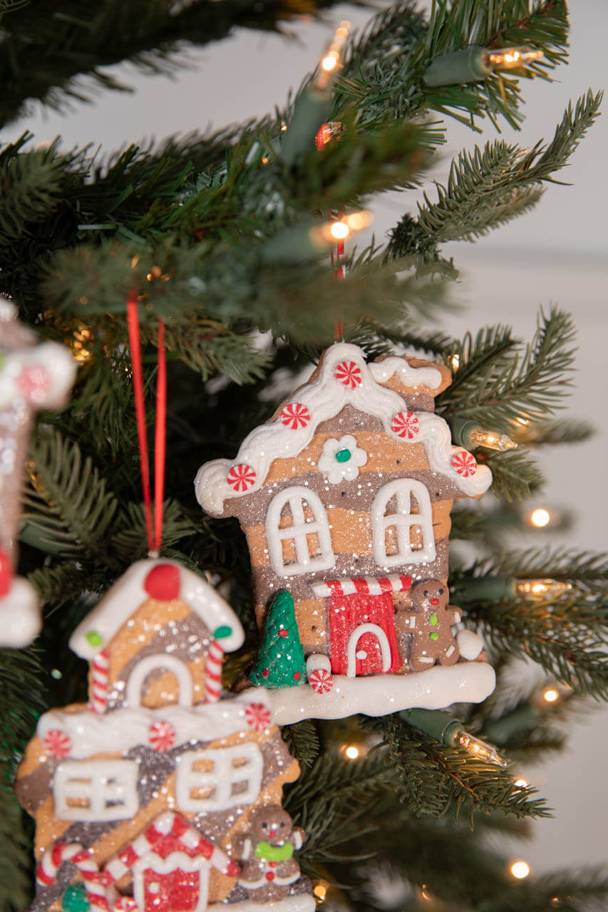 4.5” Clay Dough Holiday Gingerbread House Ornament