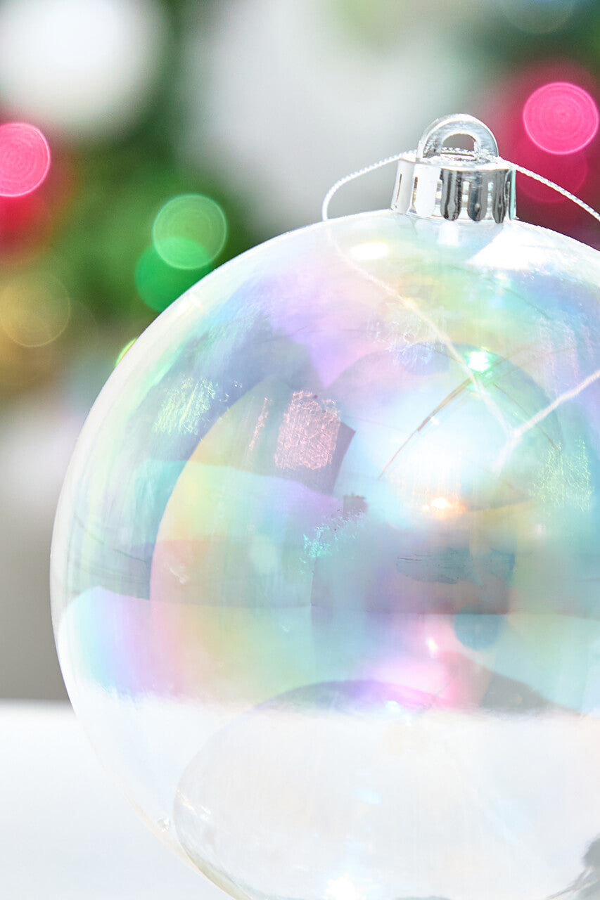 6" Clear Iridescent Ball Ornament