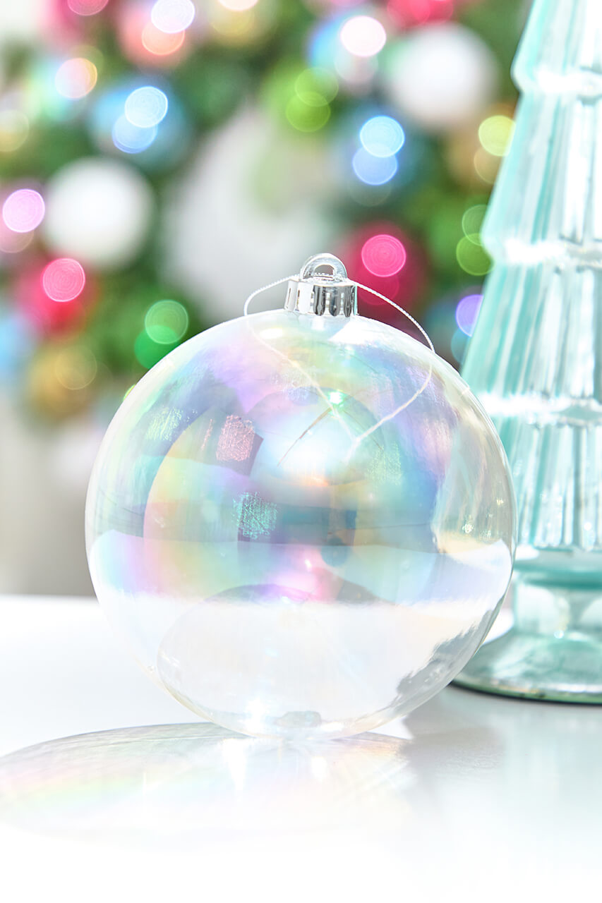 6" Clear Iridescent Ball Ornament