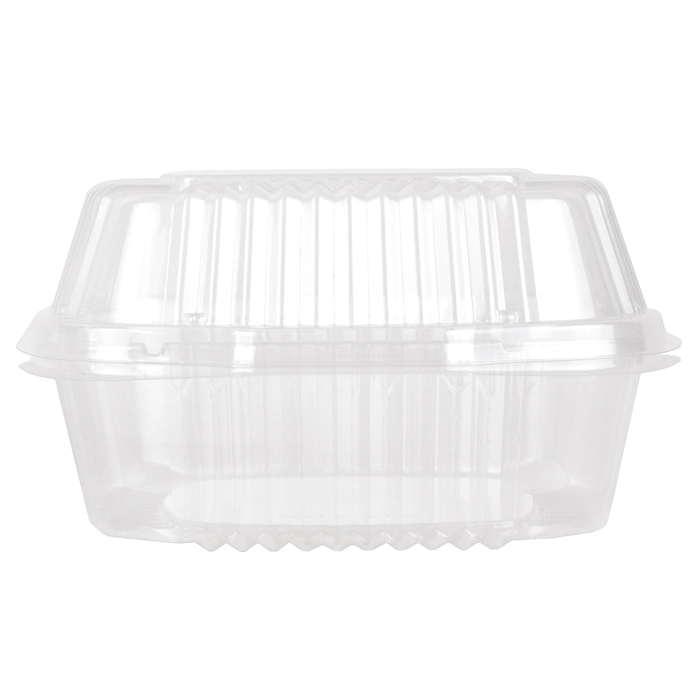 Clear Plastic Hinged Lid Container, 6" x 2" H, Case of 500