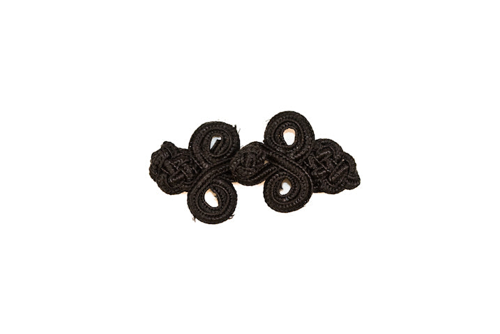 Chinese Frog Button Pair Black Sew-On