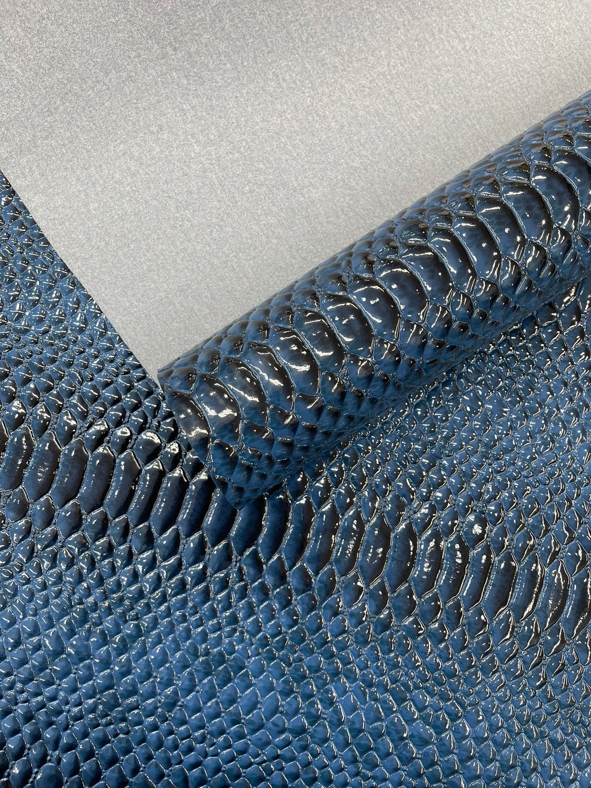 Cobra Snake Shiny Vinyl Fabric - 3D Embossed Snake Skin, 54" Width, 72% PVC 28% Polyester (1/2 Yard)