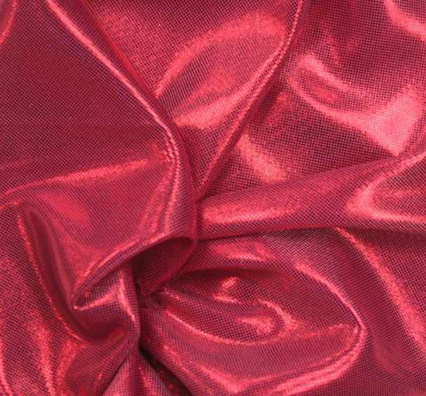 1 Yard Shiny Computer Foil Fabric Dk Pink/Red, 44/45" Wide Polyester for Dancewear & Costumes